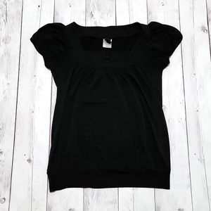 Wrapper large Black short sleeve blouse